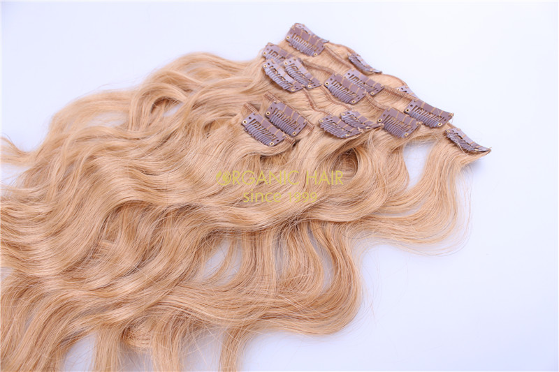 Curly and colored human hair extensions clip in 